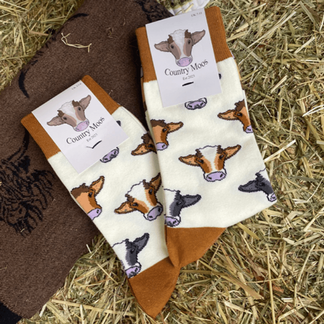 Mix Cow Socks (Crew Style)